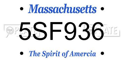 5SF936 Massachusetts License Plate