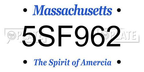 5SF962 Massachusetts License Plate