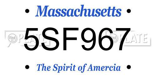5SF967 Massachusetts License Plate