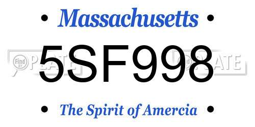 5SF998 Massachusetts License Plate
