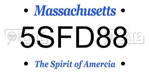 5SFD88 Massachusetts License Plate