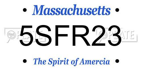 5SFR23 Massachusetts License Plate