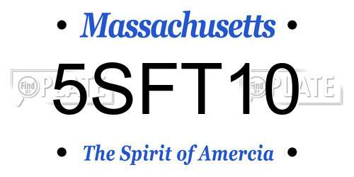 5SFT10 Massachusetts License Plate