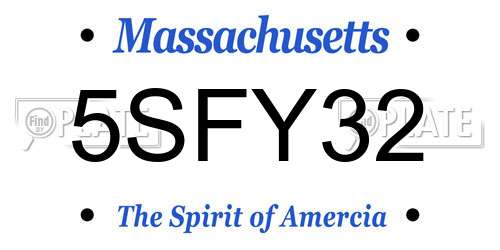 5SFY32 Massachusetts License Plate