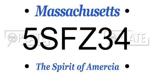 5SFZ34 Massachusetts License Plate
