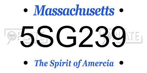 5SG239 Massachusetts License Plate