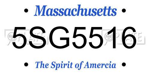 5SG5516 Massachusetts License Plate