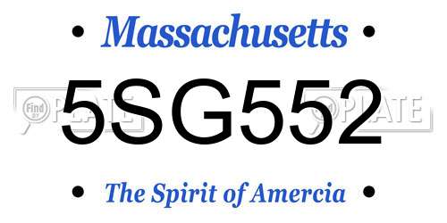 5SG552 Massachusetts License Plate