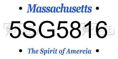 5SG5816 Massachusetts License Plate
