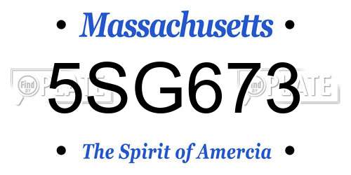 5SG673 Massachusetts License Plate