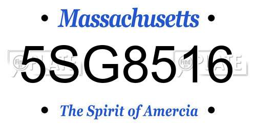 5SG8516 Massachusetts License Plate
