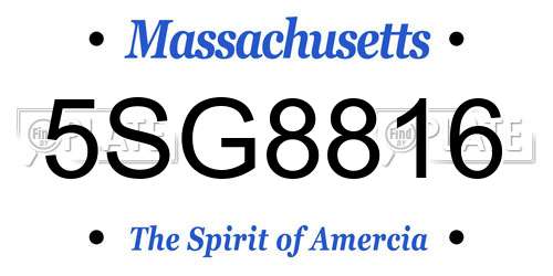 5SG8816 Massachusetts License Plate