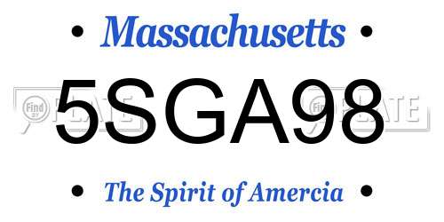 5SGA98 Massachusetts License Plate