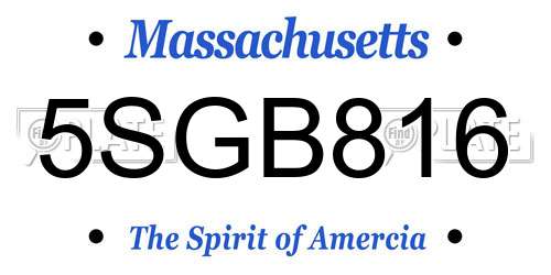 5SGB816 Massachusetts License Plate