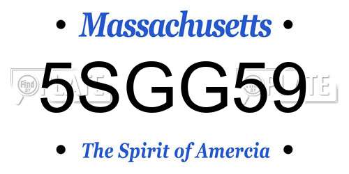 5SGG59 Massachusetts License Plate
