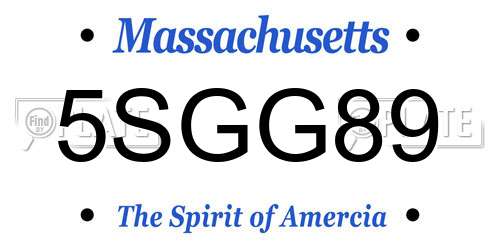 5SGG89 Massachusetts License Plate