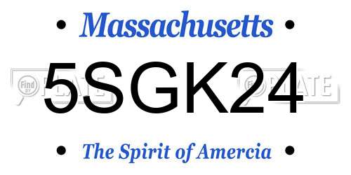 5SGK24 Massachusetts License Plate