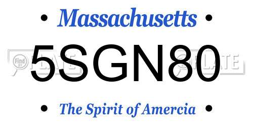 5SGN80 Massachusetts License Plate