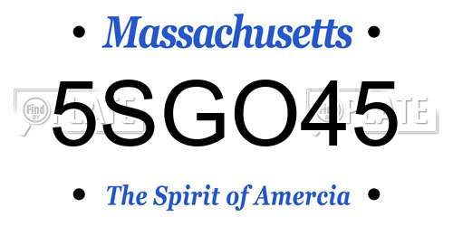 5SGO45 Massachusetts License Plate