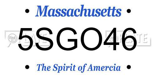 5SGO46 Massachusetts License Plate