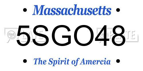 5SGO48 Massachusetts License Plate