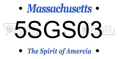 5SGS03 Massachusetts License Plate