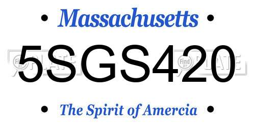 5SGS420 Massachusetts License Plate