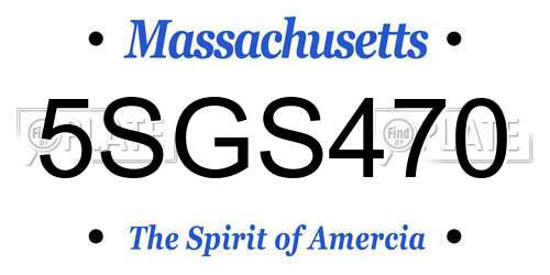5SGS470 Massachusetts License Plate