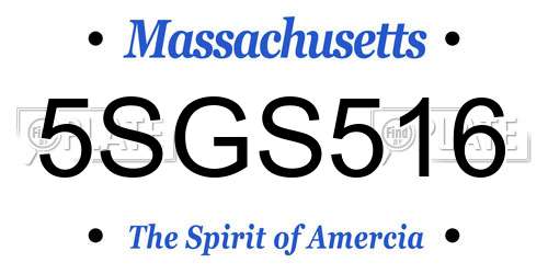 5SGS516 Massachusetts License Plate