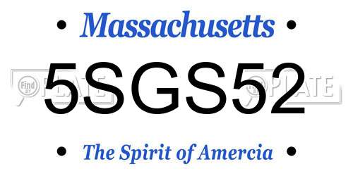 5SGS52 Massachusetts License Plate