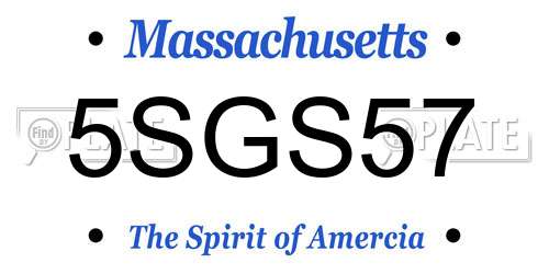 5SGS57 Massachusetts License Plate