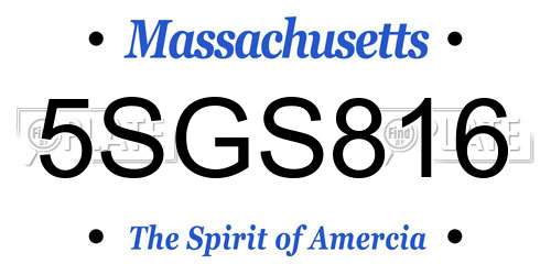 5SGS816 Massachusetts License Plate