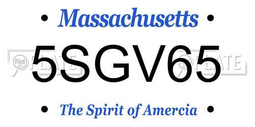 5SGV65 Massachusetts License Plate
