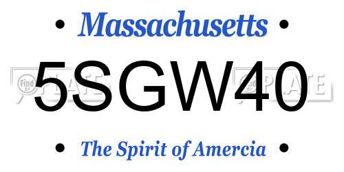 5SGW40 Massachusetts License Plate