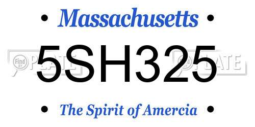 5SH325 Massachusetts License Plate
