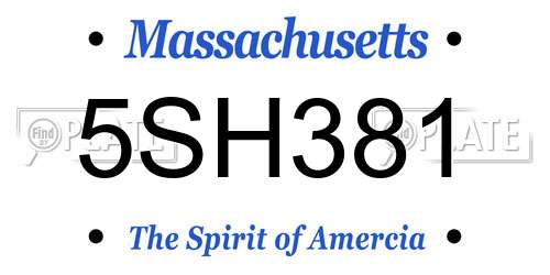 5SH381 Massachusetts License Plate