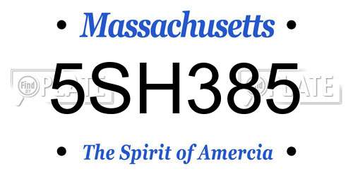 5SH385 Massachusetts License Plate