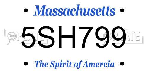 5SH799 Massachusetts License Plate