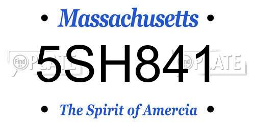 5SH841 Massachusetts License Plate