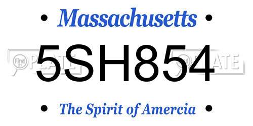 5SH854 Massachusetts License Plate