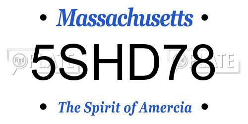 5SHD78 Massachusetts License Plate