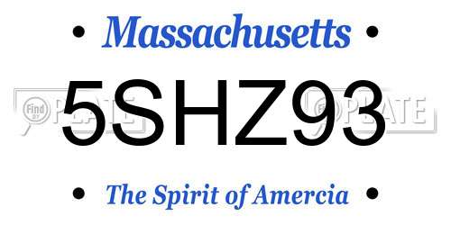 5SHZ93 Massachusetts License Plate