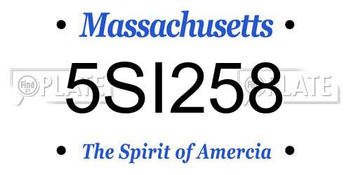 5SI258 Massachusetts License Plate
