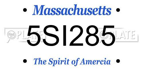 5SI285 Massachusetts License Plate