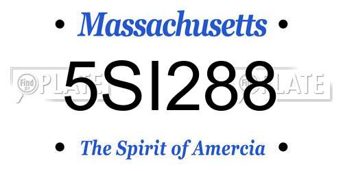 5SI288 Massachusetts License Plate