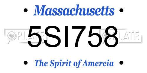 5SI758 Massachusetts License Plate