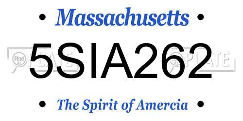 5SIA262 Massachusetts License Plate