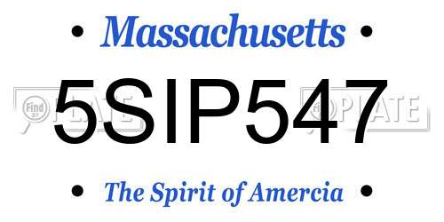 5SIP547 Massachusetts License Plate