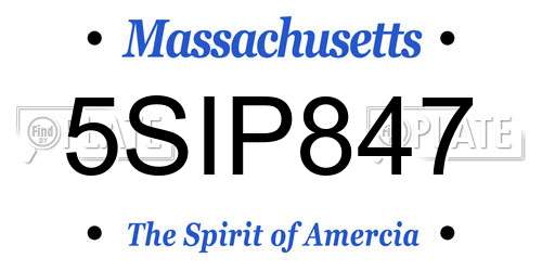 5SIP847 Massachusetts License Plate