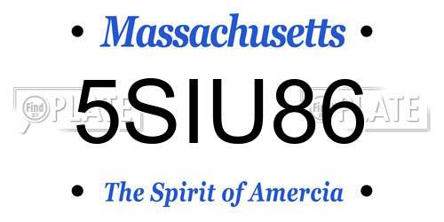 5SIU86 Massachusetts License Plate